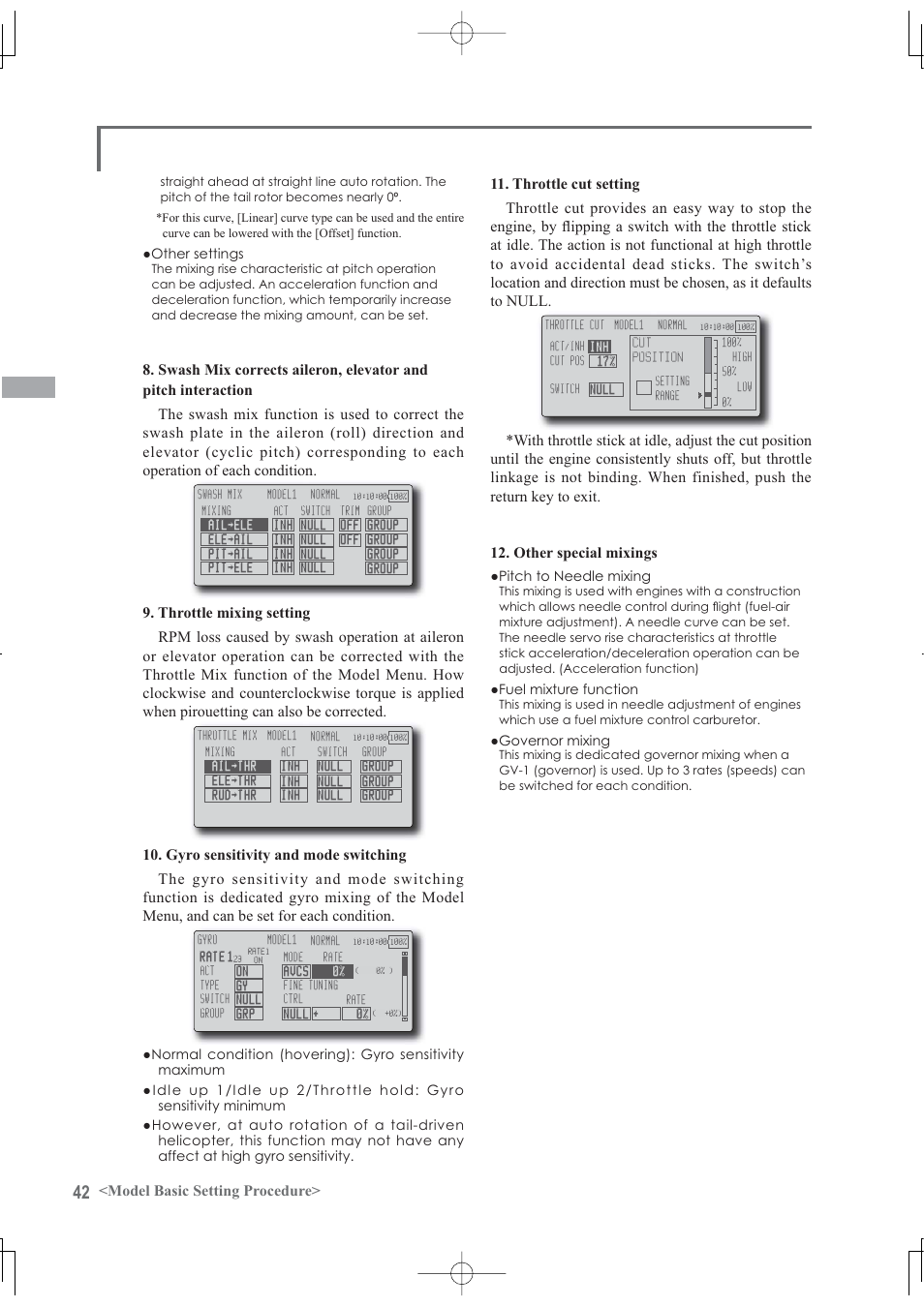 Model basic setting procedure, Ŏ2wkhuvhwwlqjv, Ŏ3lwfkwr1hhgohpl[lqj | Ŏ)xhopl[wxuhixqfwlrq, Ŏ*ryhuqrupl[lqj | Futaba 12Z User Manual | Page 42 / 127