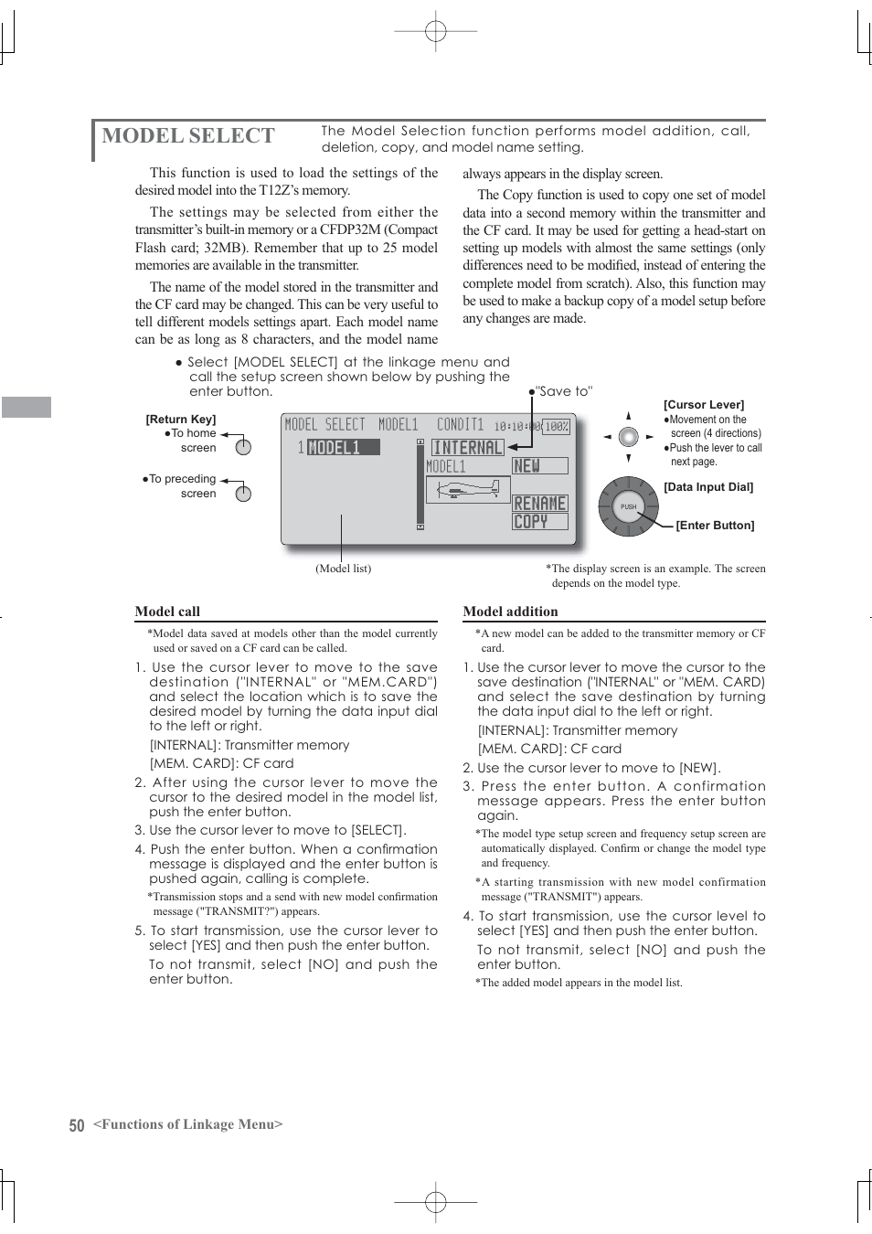 Model select | Futaba 12Z User Manual | Page 50 / 127