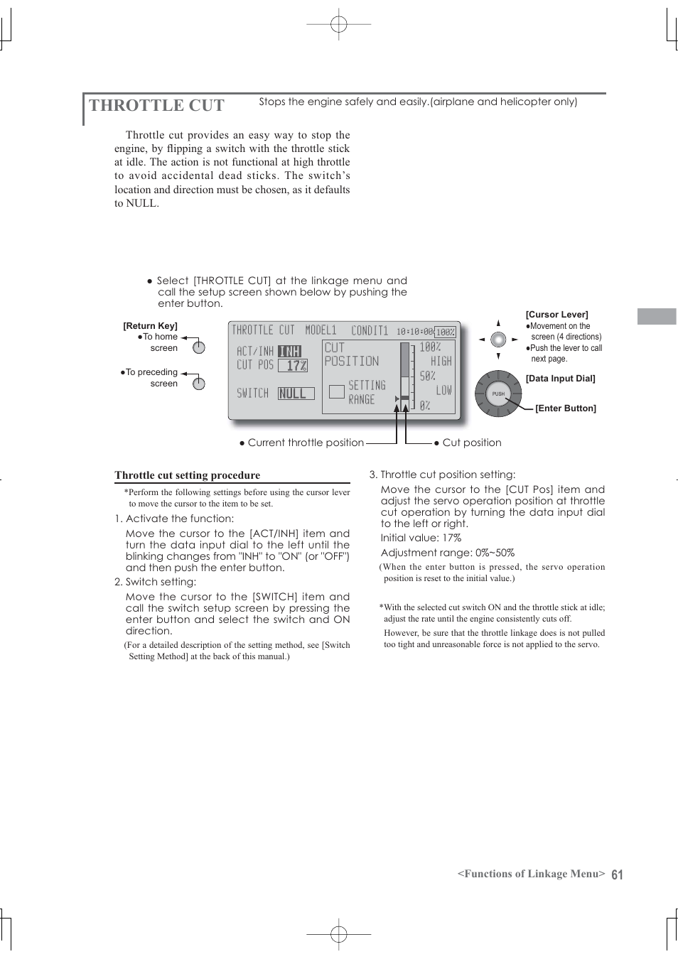 Throttle cut | Futaba 12Z User Manual | Page 61 / 127