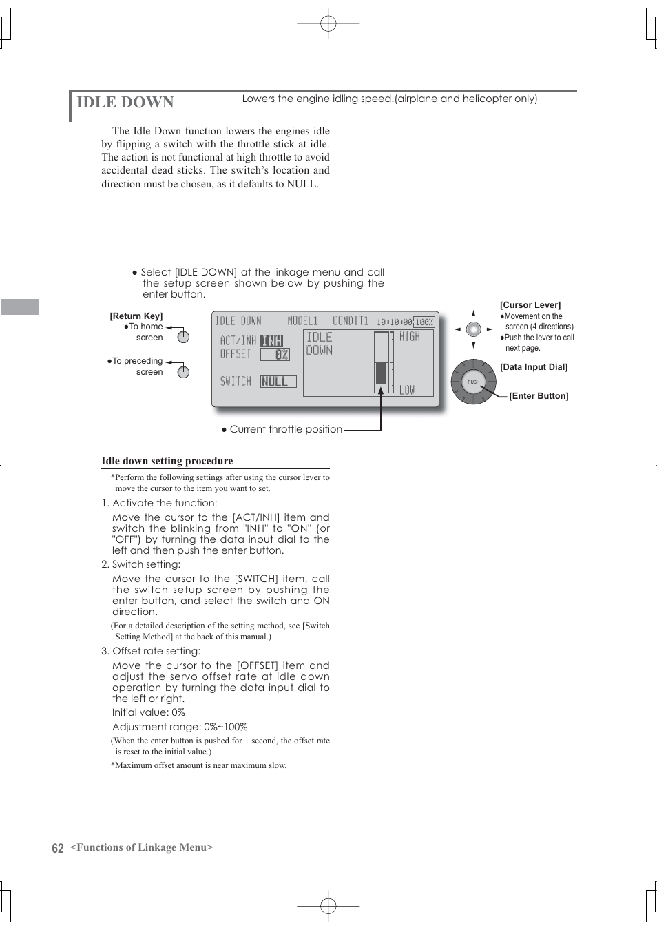 Idle down | Futaba 12Z User Manual | Page 62 / 127