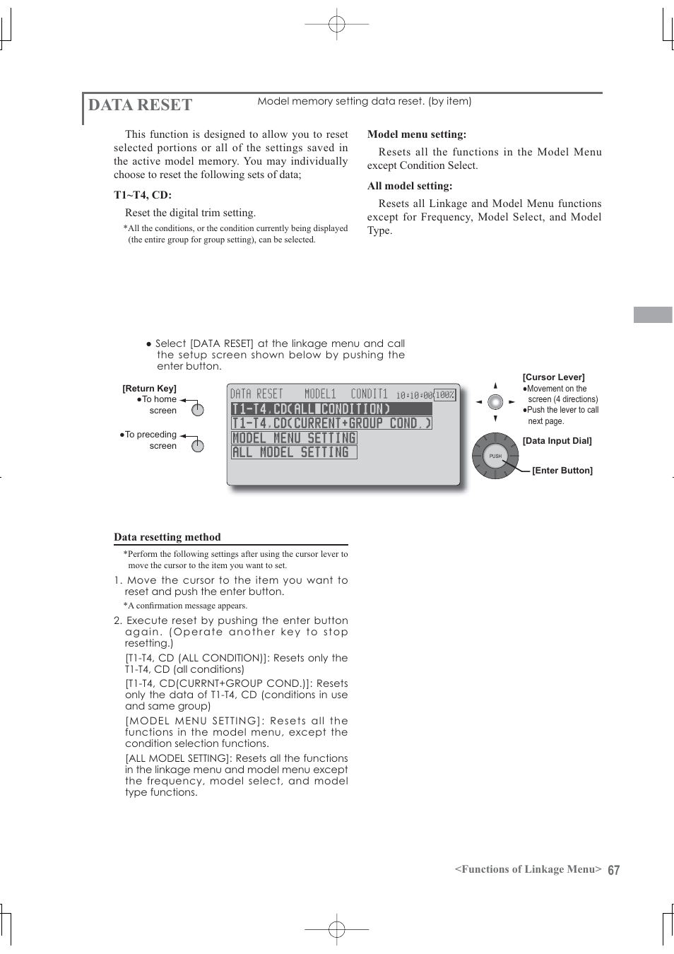 Data reset | Futaba 12Z User Manual | Page 67 / 127