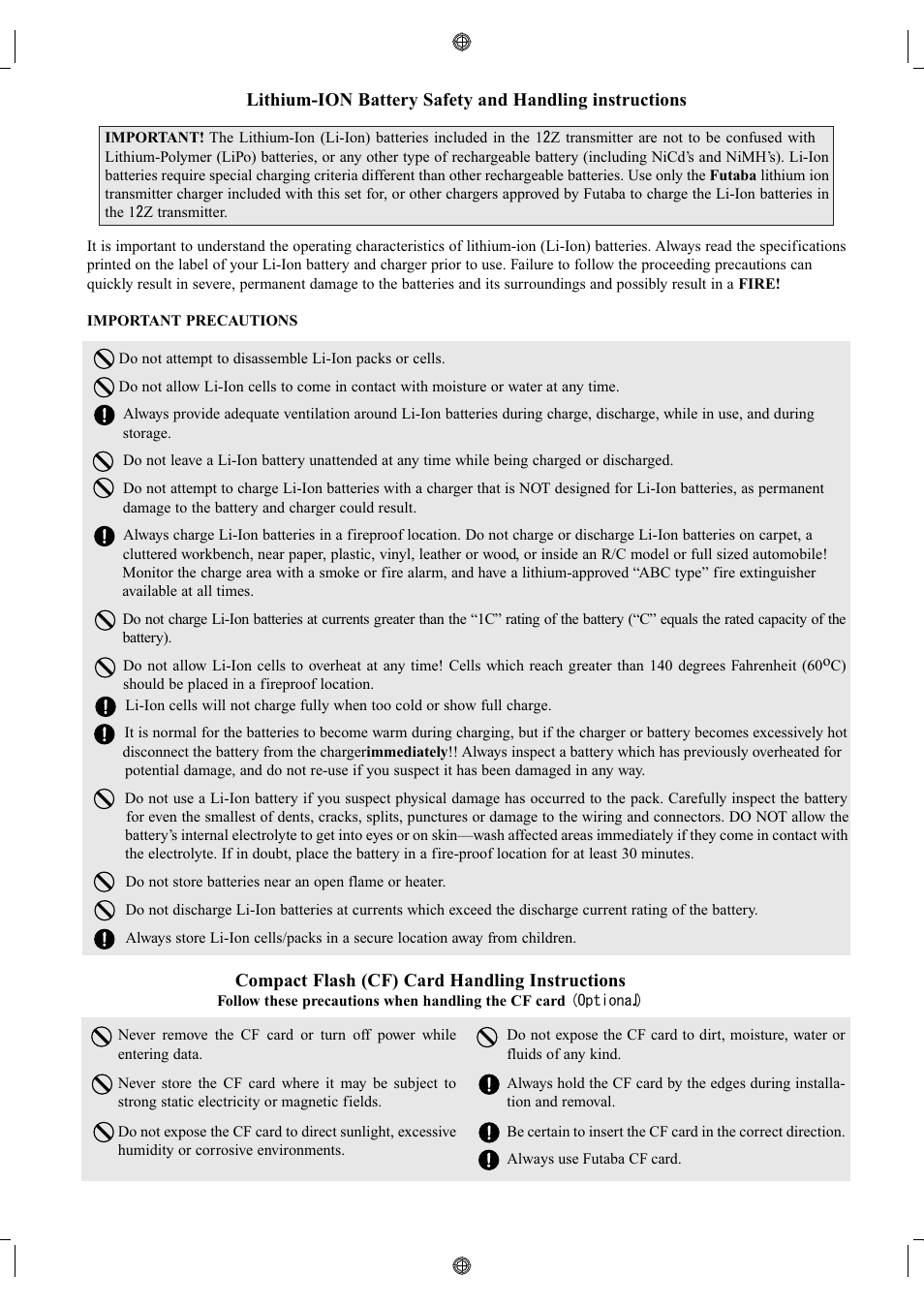 Futaba 12Z User Manual | Page 7 / 127