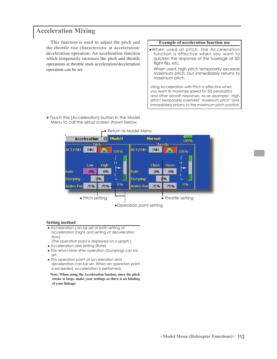 Acceleration mixing | Futaba 14MZ User Manual | Page 113 / 127