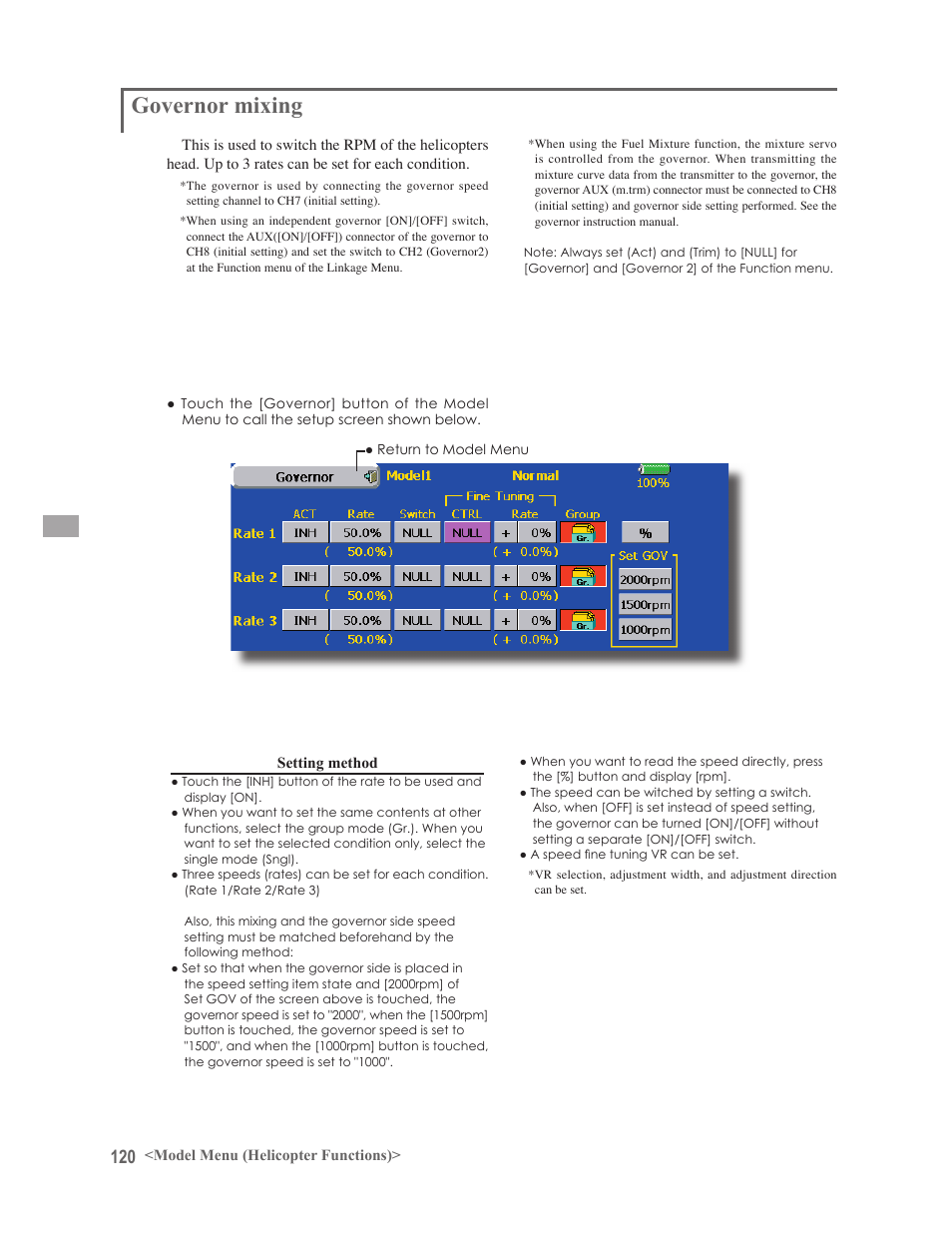 Governor mixing | Futaba 14MZ User Manual | Page 120 / 127