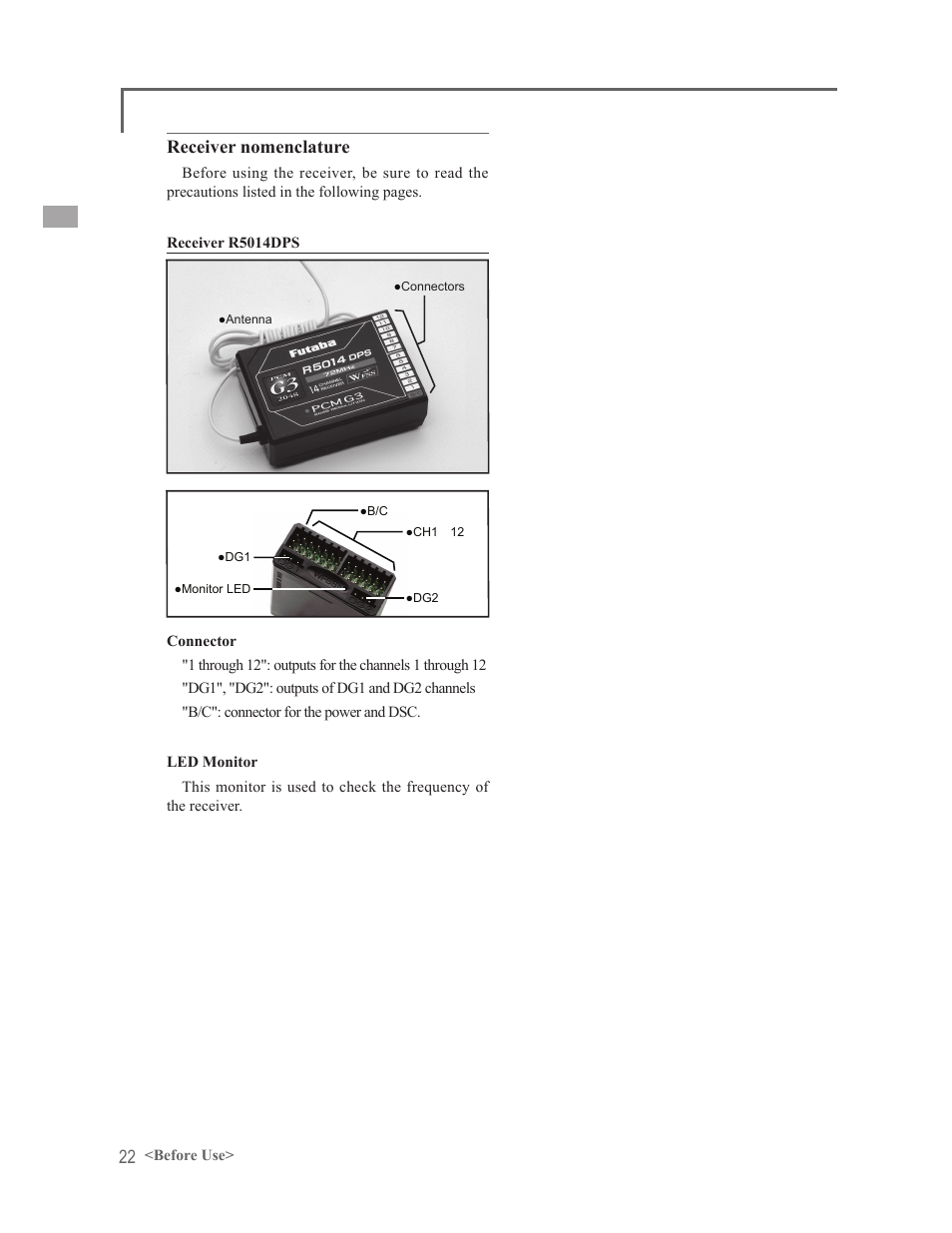 Receiver nomenclature | Futaba 14MZ User Manual | Page 22 / 127