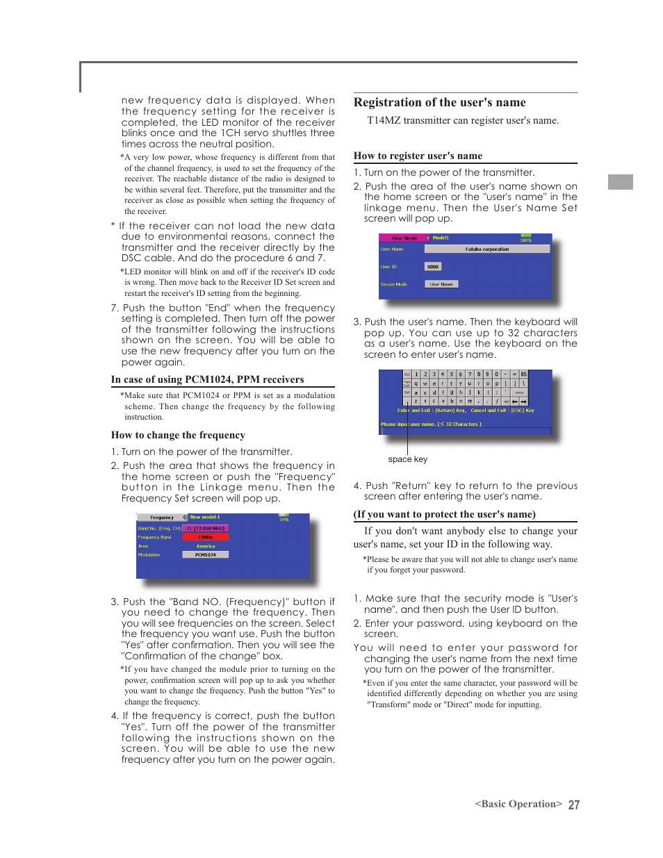 Registration of the user's name | Futaba 14MZ User Manual | Page 27 / 127