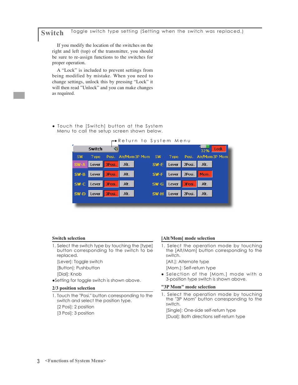 Switch | Futaba 14MZ User Manual | Page 36 / 127