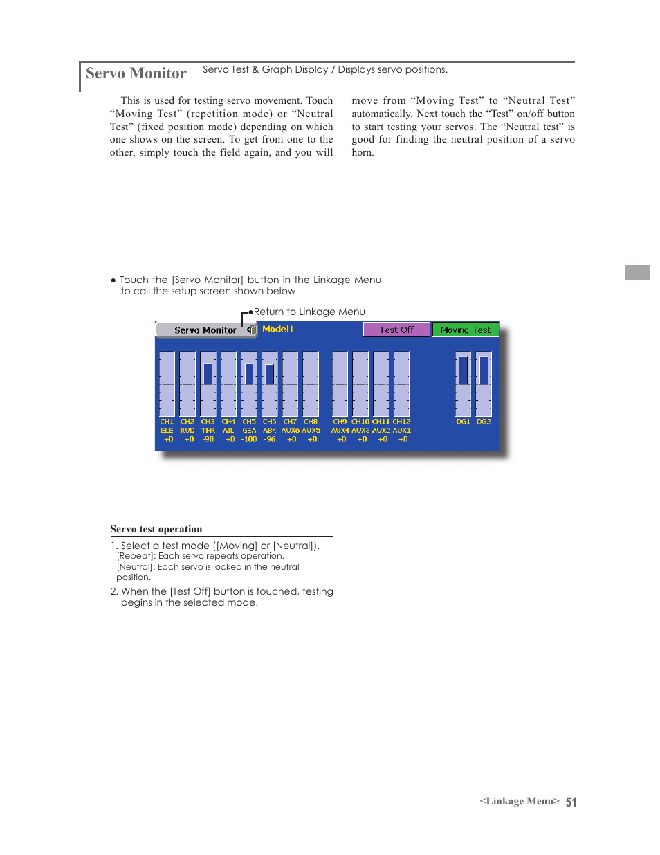 Servo monitor | Futaba 14MZ User Manual | Page 51 / 127