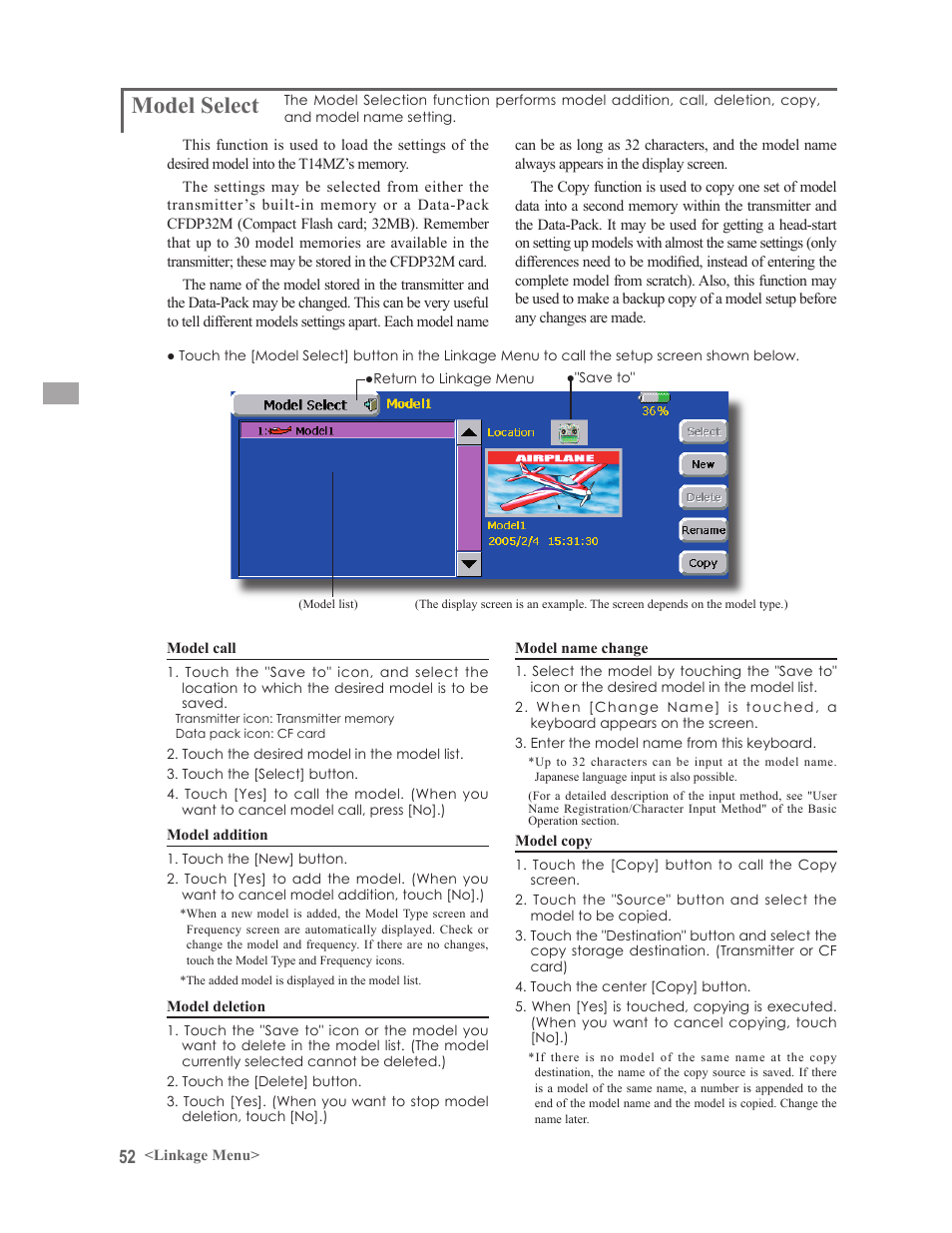 Model select | Futaba 14MZ User Manual | Page 52 / 127