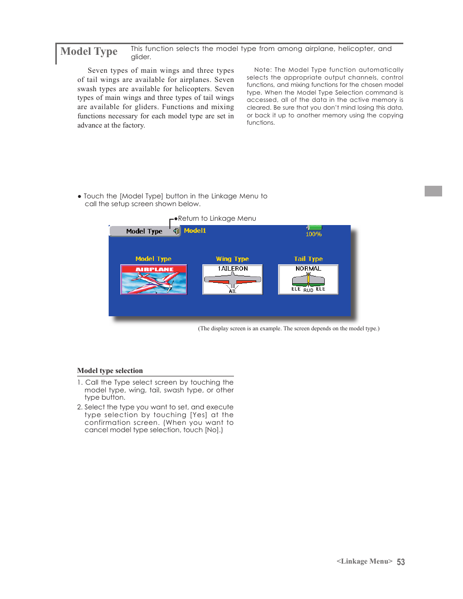 Model type | Futaba 14MZ User Manual | Page 53 / 127