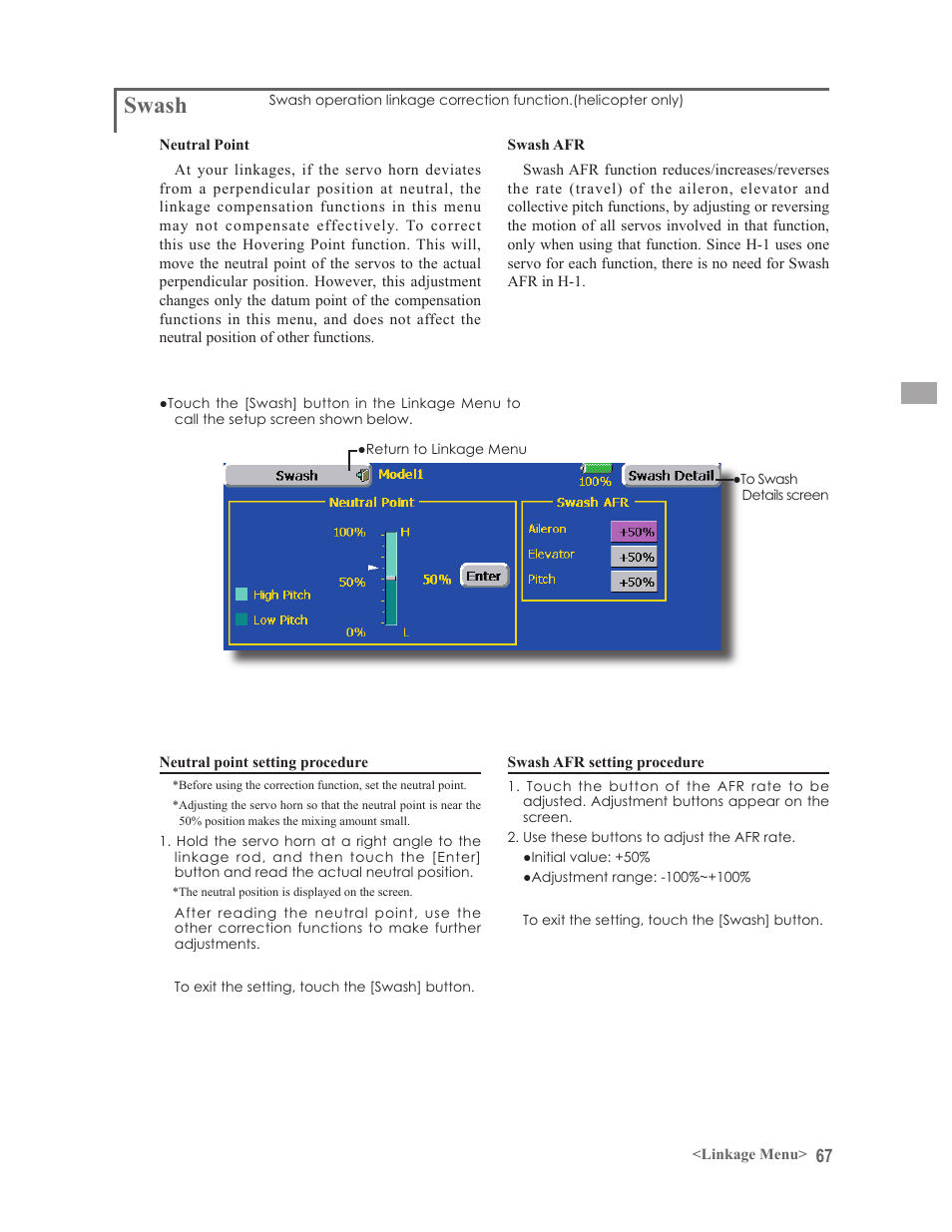 Swash | Futaba 14MZ User Manual | Page 67 / 127