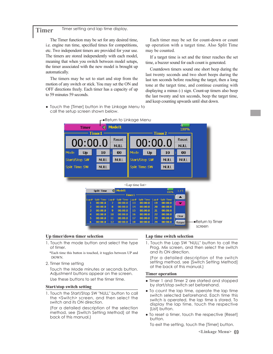 Timer | Futaba 14MZ User Manual | Page 69 / 127