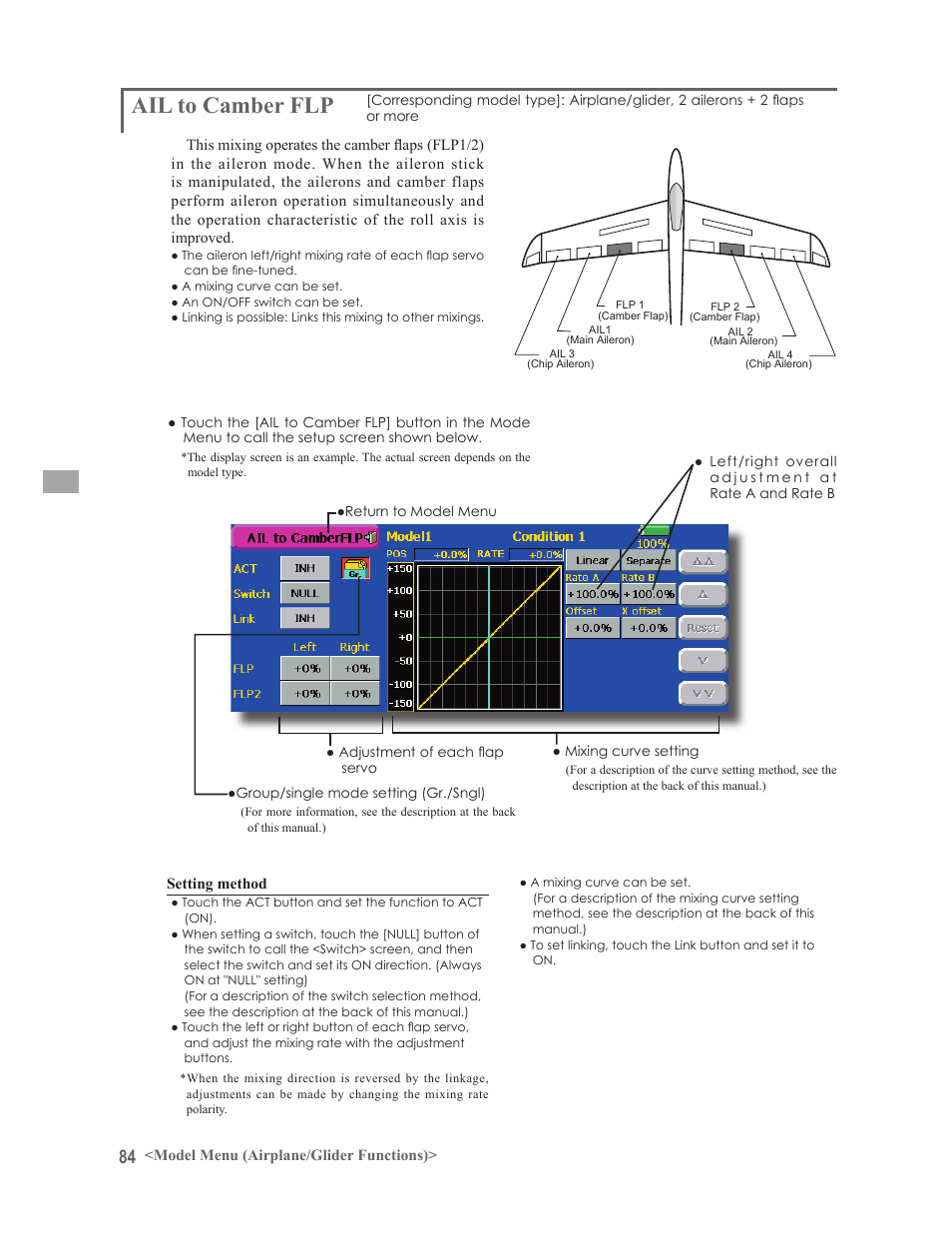 Ail to camber flp | Futaba 14MZ User Manual | Page 84 / 127