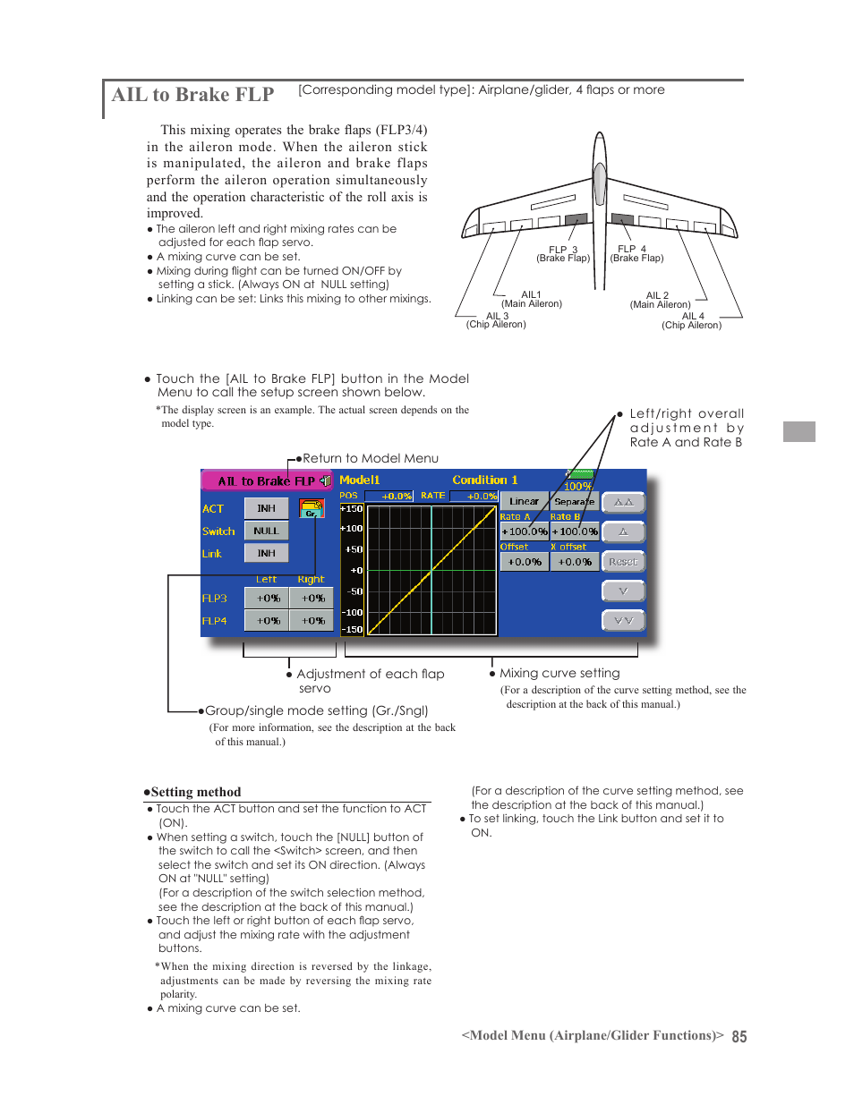 Ail to brake flp | Futaba 14MZ User Manual | Page 85 / 127