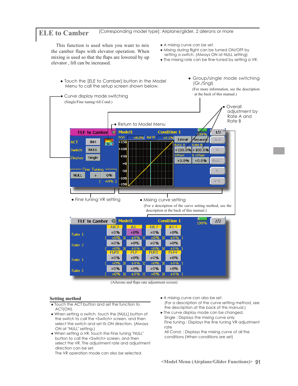 Ele to camber | Futaba 14MZ User Manual | Page 91 / 127