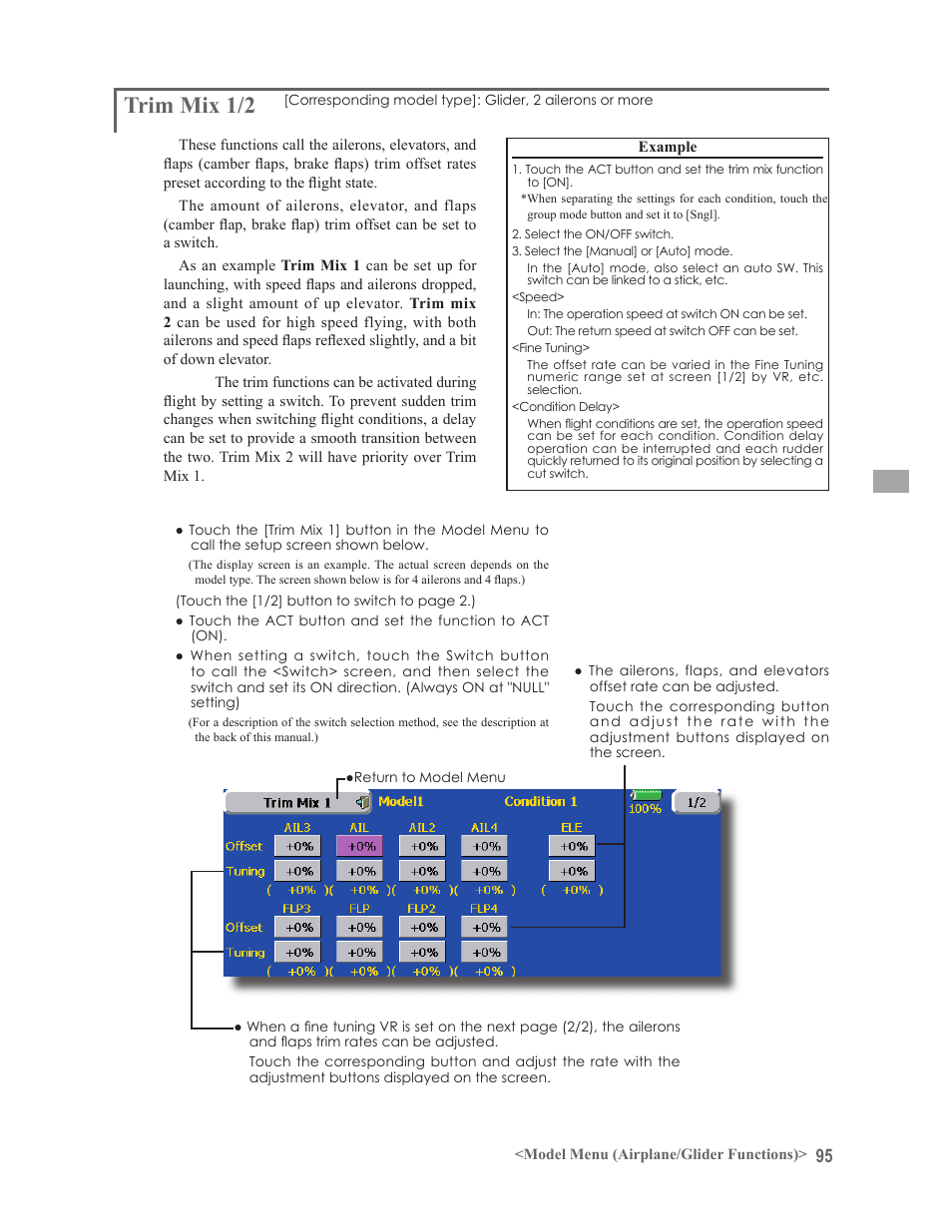 Trim mix 1/2 | Futaba 14MZ User Manual | Page 95 / 127