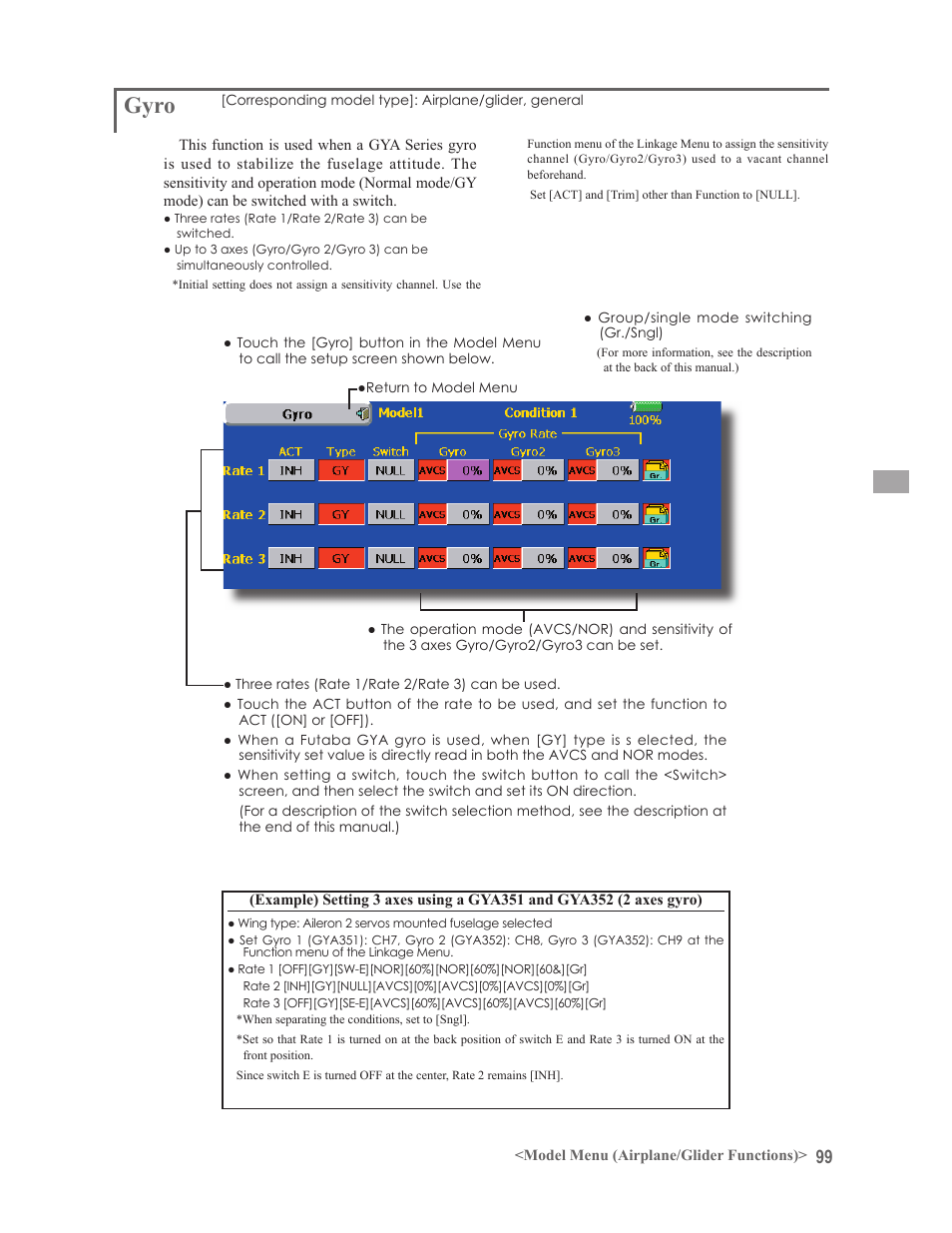 Gyro | Futaba 14MZ User Manual | Page 99 / 127