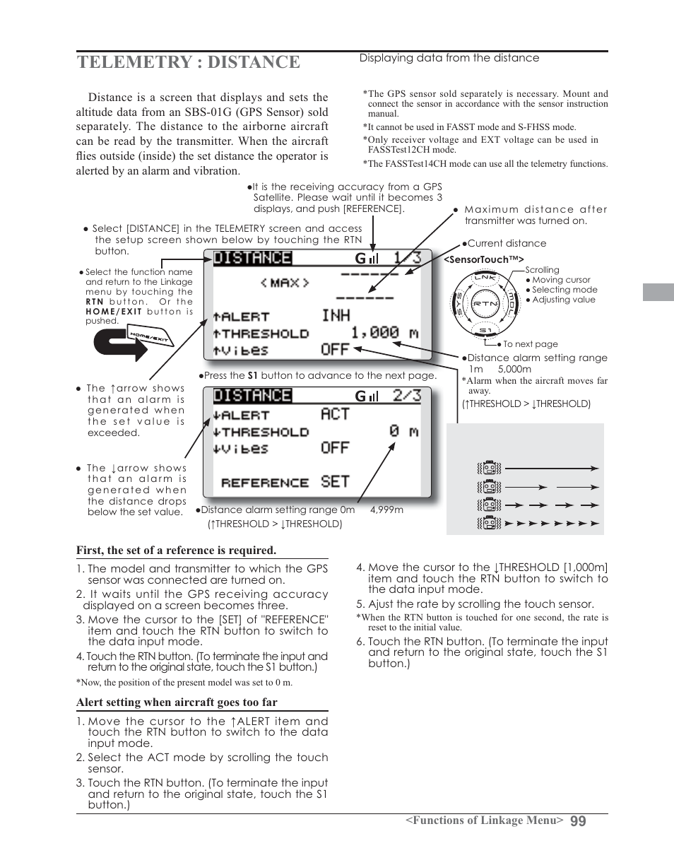 Telemetry : distance | Futaba 14SG 2.4GHz User Manual | Page 100 / 169