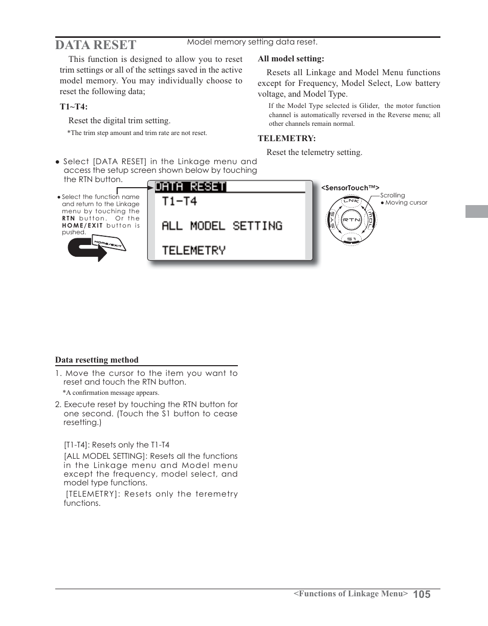 Data reset | Futaba 14SG 2.4GHz User Manual | Page 106 / 169