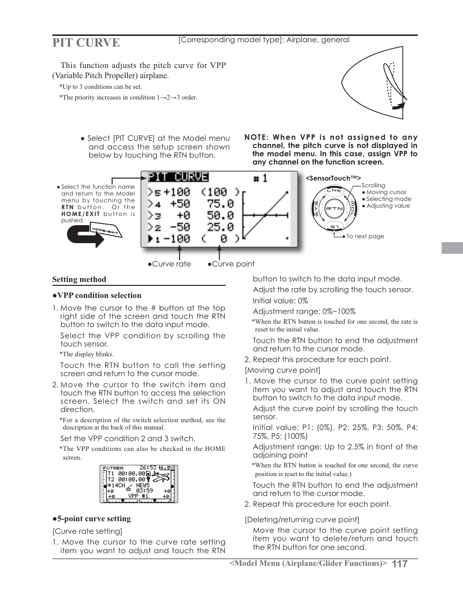 Pit curve | Futaba 14SG 2.4GHz User Manual | Page 118 / 169