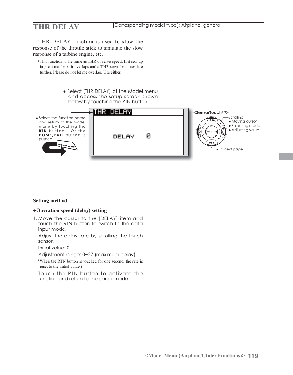 Thr delay | Futaba 14SG 2.4GHz User Manual | Page 120 / 169