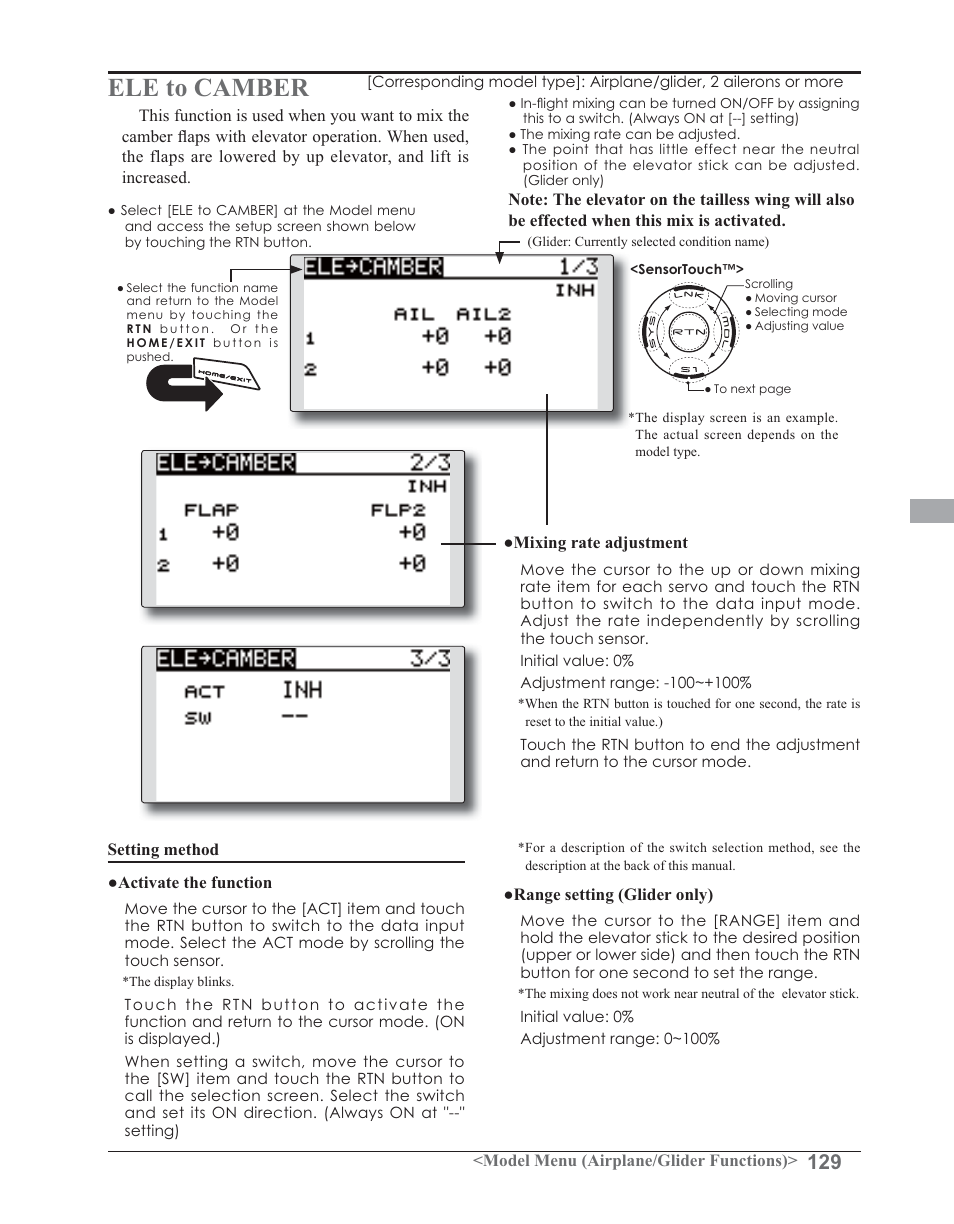 Ele to camber | Futaba 14SG 2.4GHz User Manual | Page 130 / 169