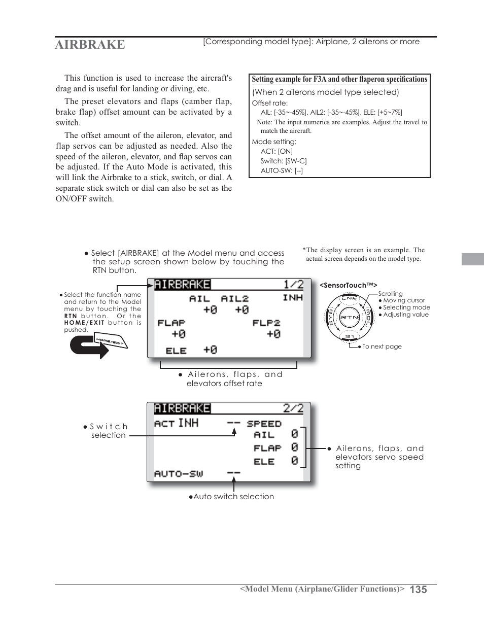 Airbrake | Futaba 14SG 2.4GHz User Manual | Page 136 / 169