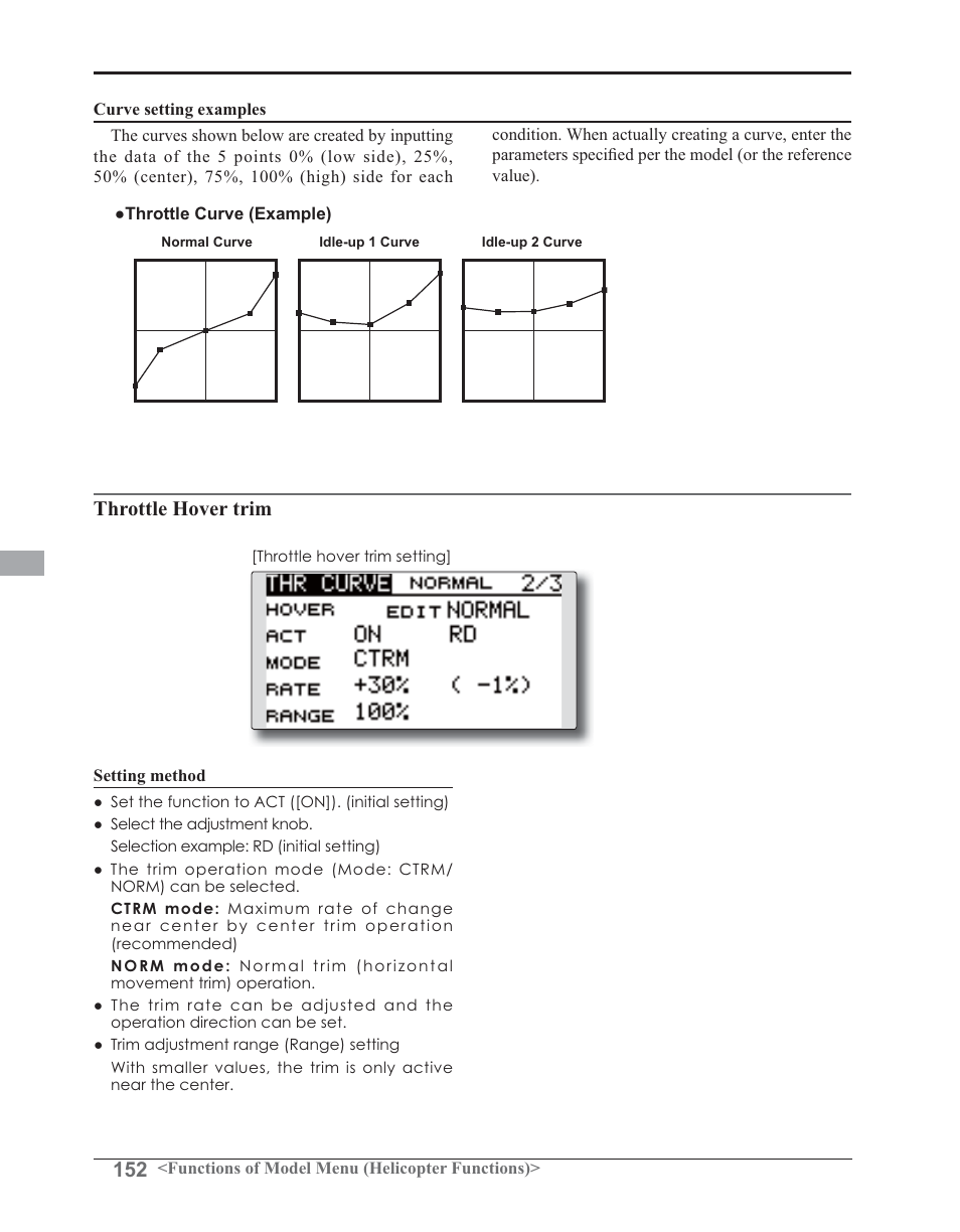 Throttle hover trim | Futaba 14SG 2.4GHz User Manual | Page 153 / 169
