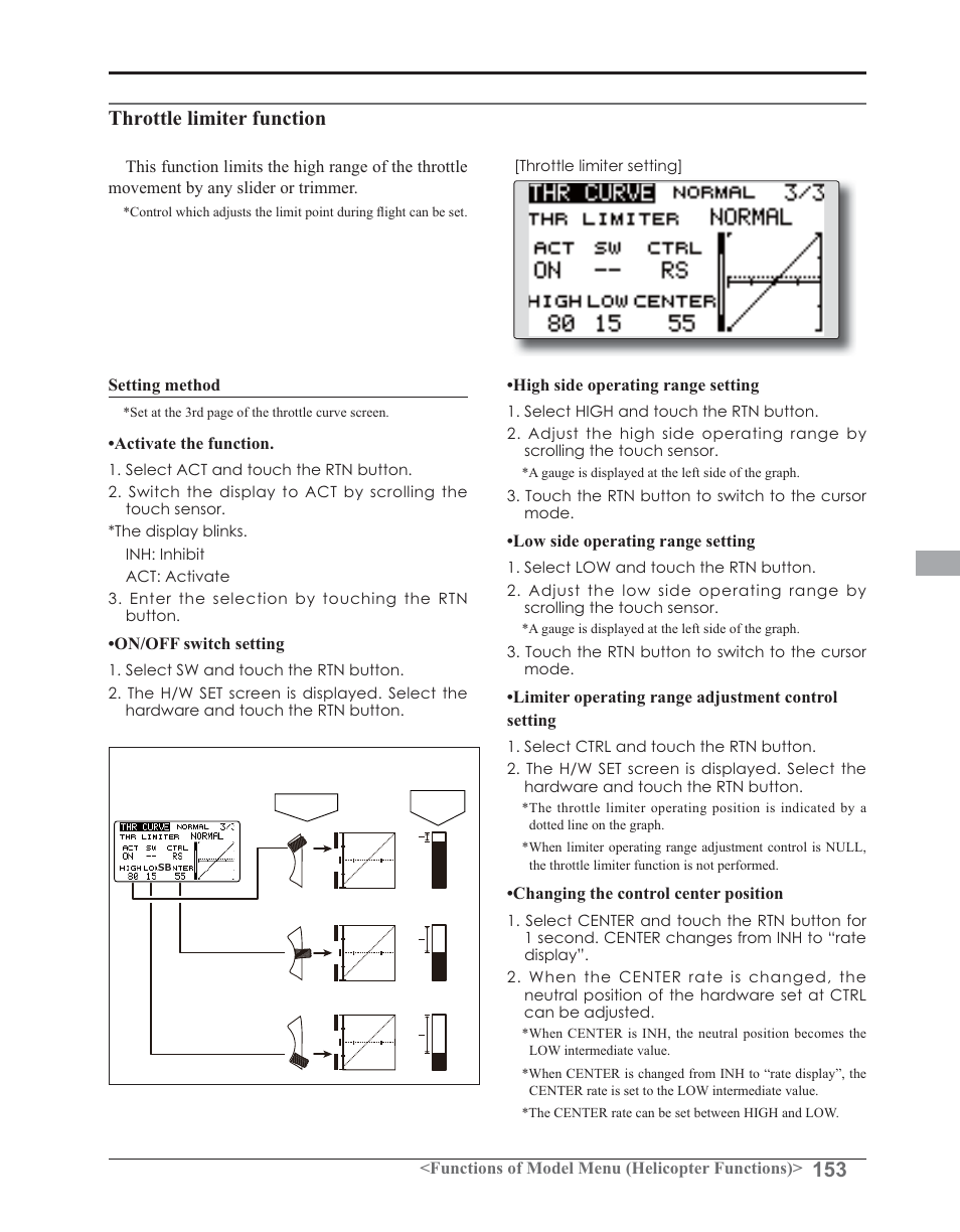 Throttle limiter function | Futaba 14SG 2.4GHz User Manual | Page 154 / 169