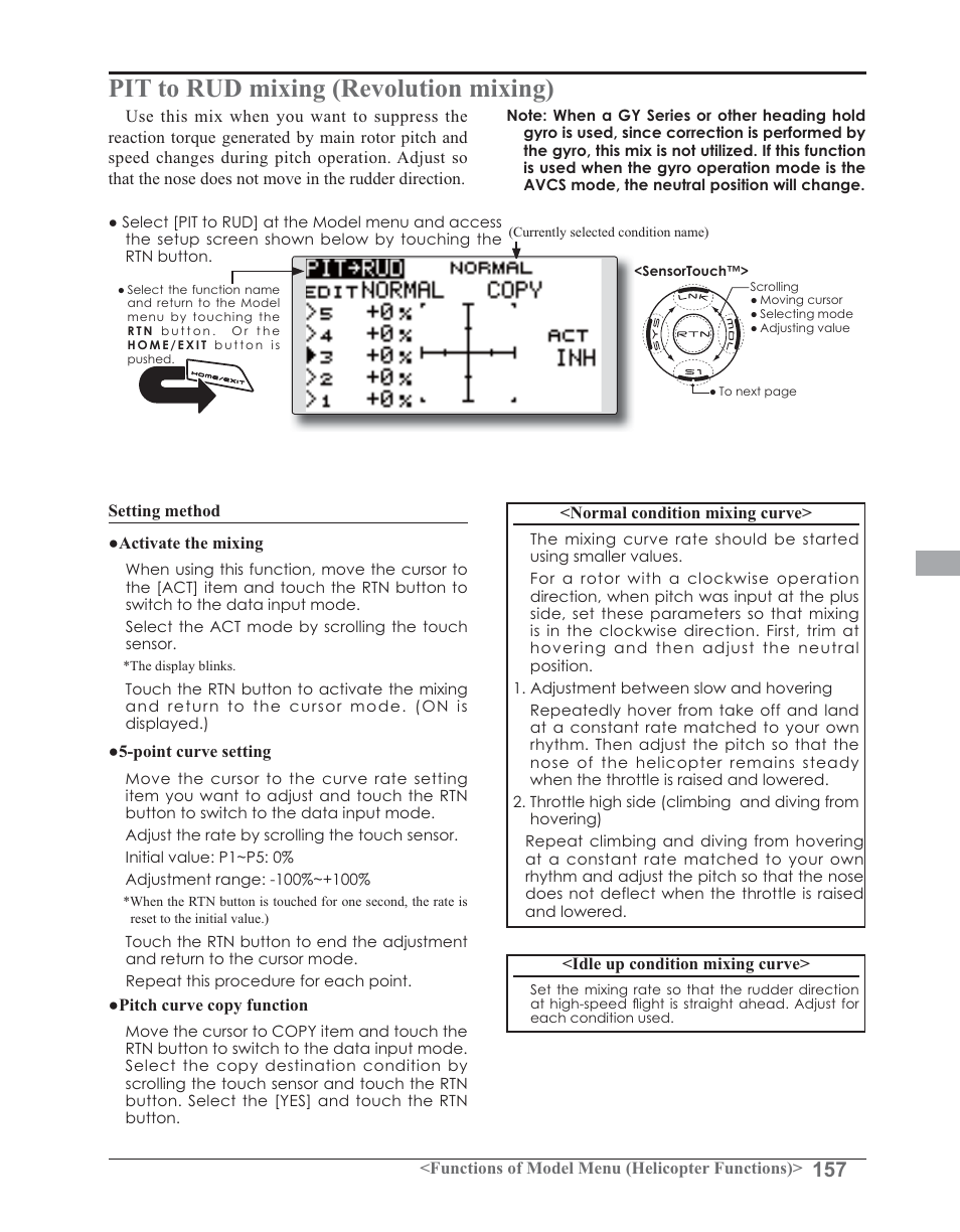 Pit to rud mixing (revolution mixing) | Futaba 14SG 2.4GHz User Manual | Page 158 / 169