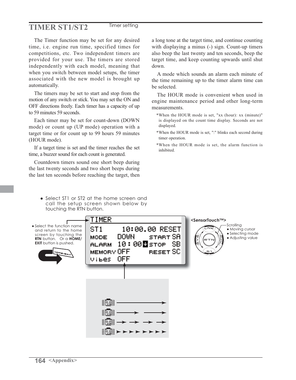 Timer st1/st2 | Futaba 14SG 2.4GHz User Manual | Page 165 / 169