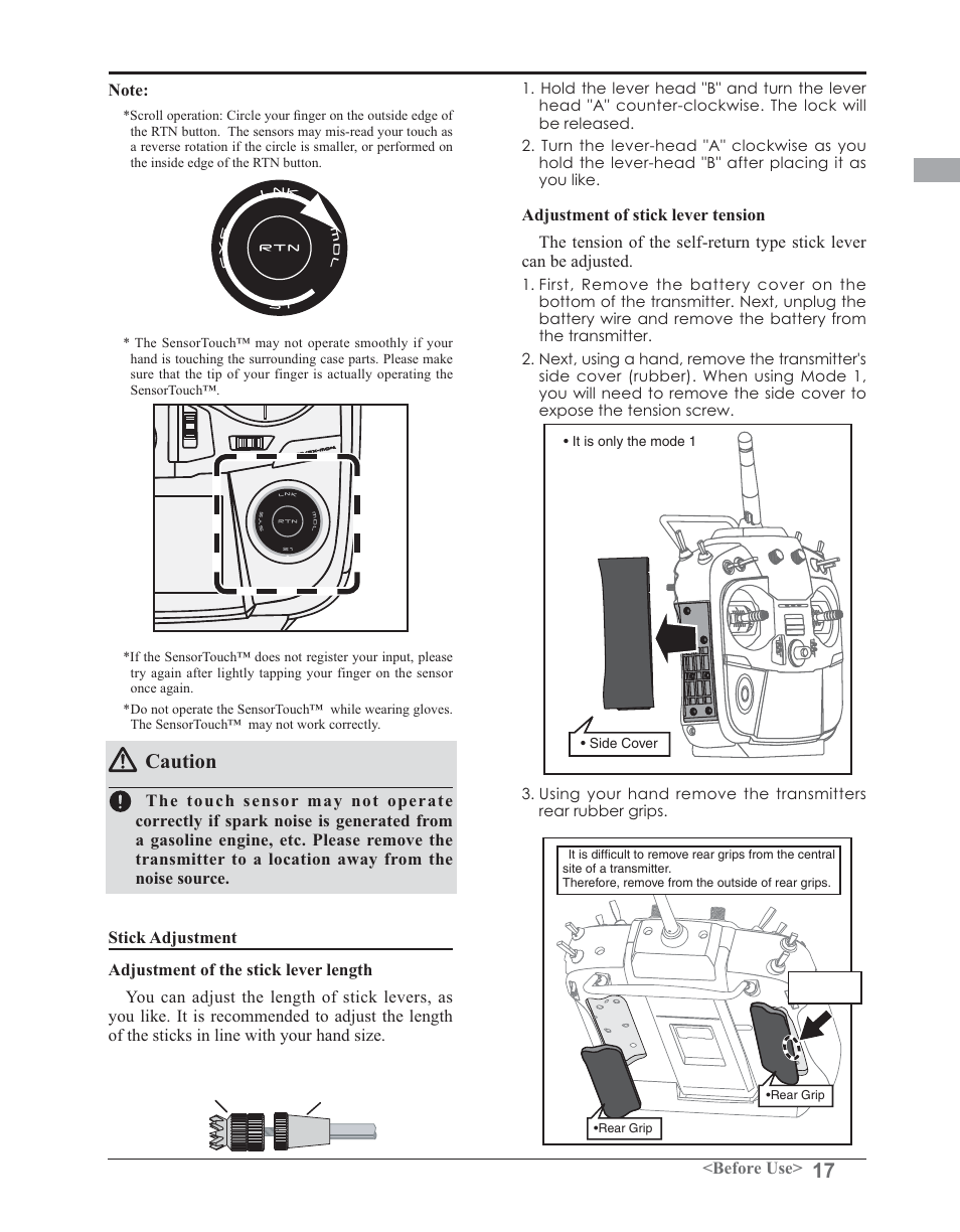 Caution | Futaba 14SG 2.4GHz User Manual | Page 18 / 169