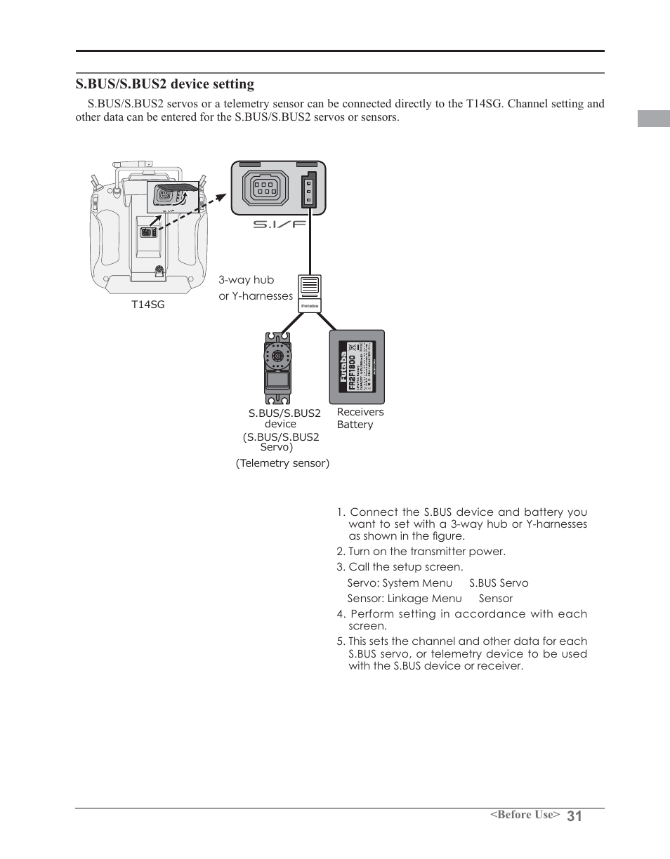 S.bus/s.bus2 device setting | Futaba 14SG 2.4GHz User Manual | Page 32 / 169