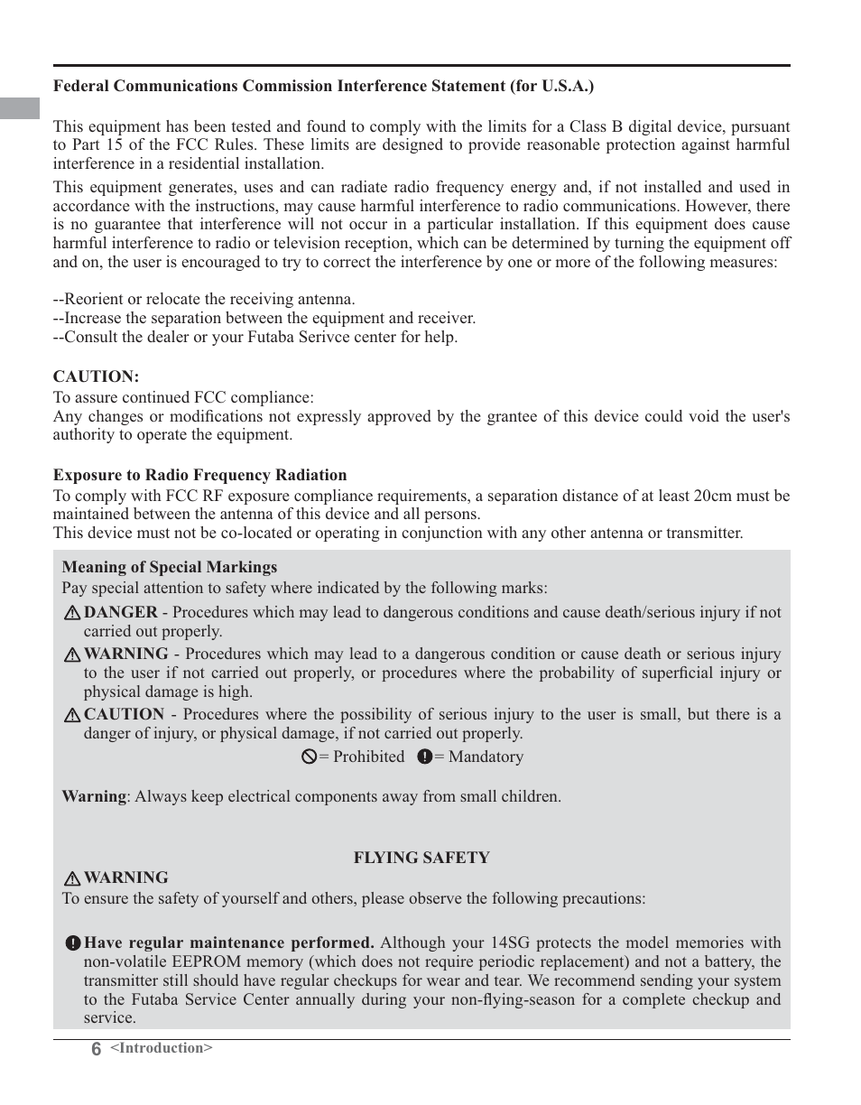 Futaba 14SG 2.4GHz User Manual | Page 7 / 169