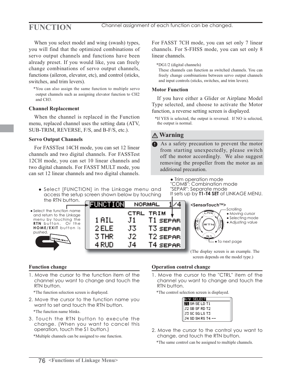 Function, Duqlqj | Futaba 14SG 2.4GHz User Manual | Page 77 / 169