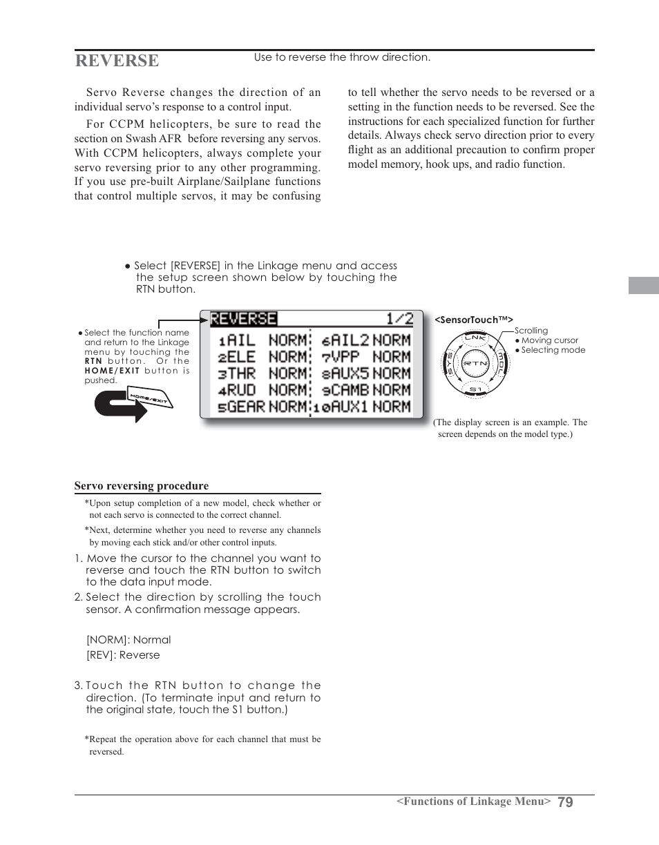 Reverse | Futaba 14SG 2.4GHz User Manual | Page 80 / 169