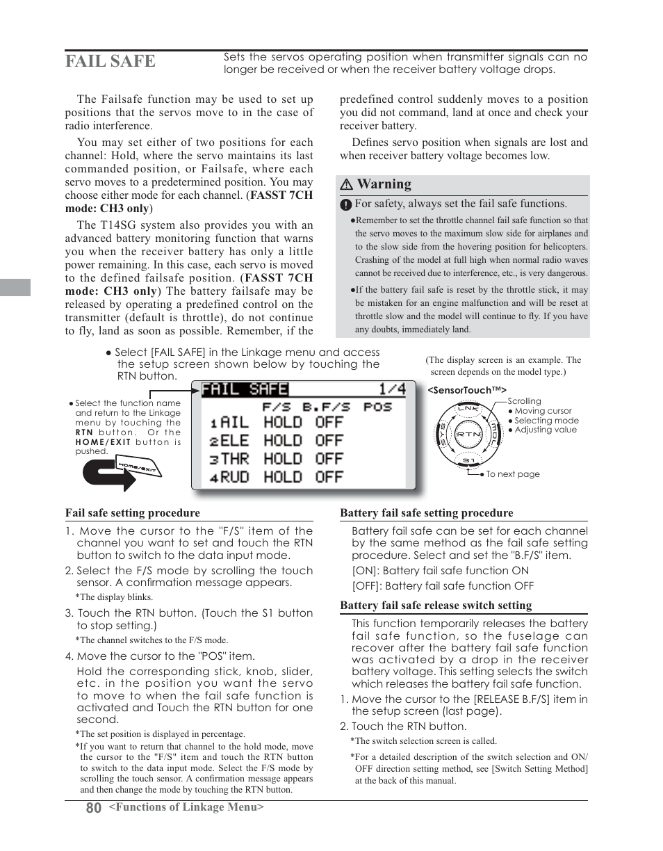 Fail safe, Duqlqj | Futaba 14SG 2.4GHz User Manual | Page 81 / 169