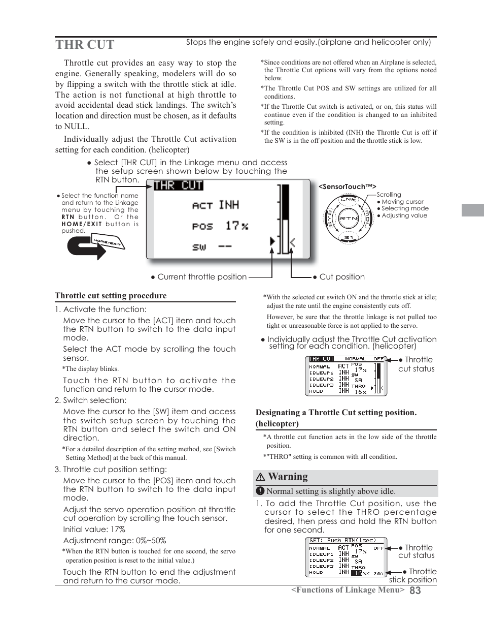 Thr cut, Duqlqj | Futaba 14SG 2.4GHz User Manual | Page 84 / 169