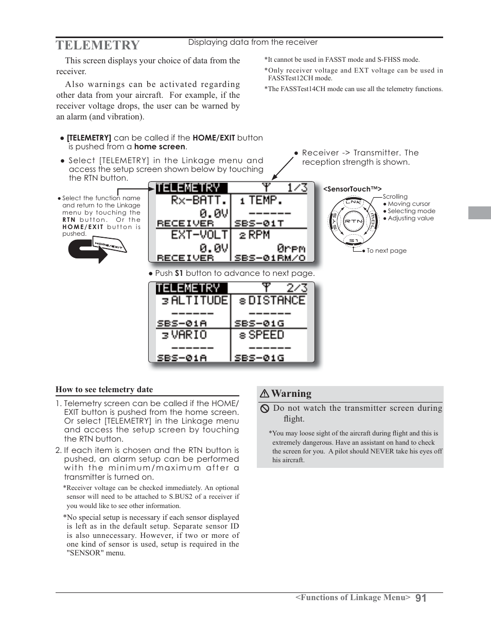 Telemetry, Duqlqj | Futaba 14SG 2.4GHz User Manual | Page 92 / 169