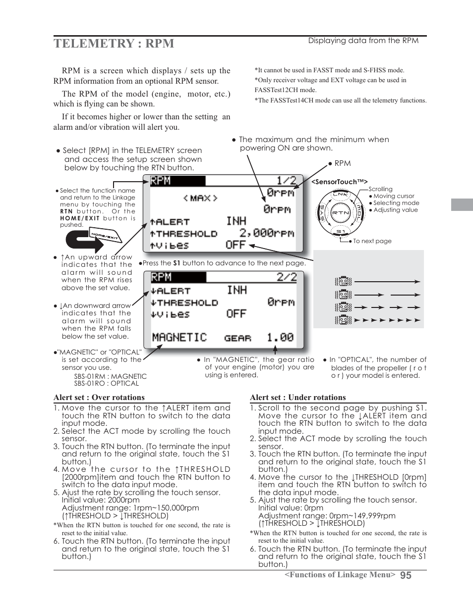 Telemetry : rpm | Futaba 14SG 2.4GHz User Manual | Page 96 / 169