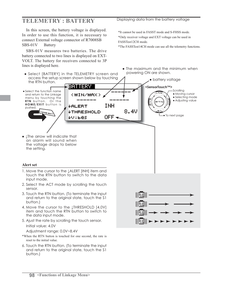 Telemetry : battery | Futaba 14SG 2.4GHz User Manual | Page 99 / 169