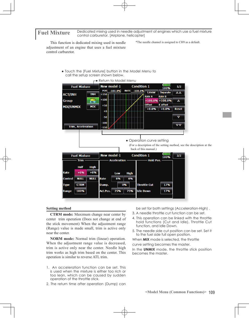Fuel mixture | Futaba 18MZ 2.4GHz User Manual | Page 109 / 164