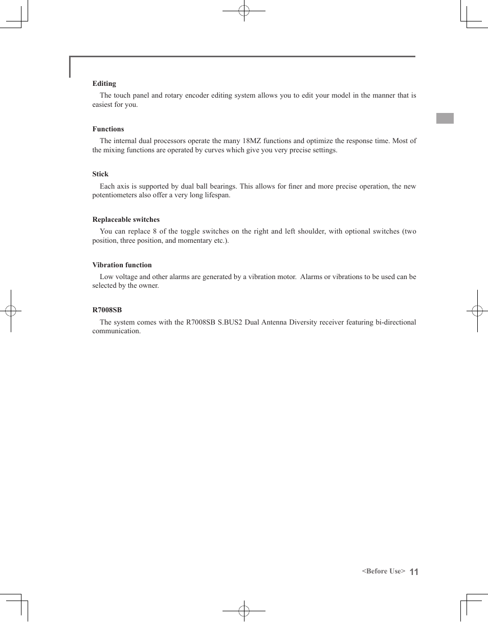 Futaba 18MZ 2.4GHz User Manual | Page 11 / 164
