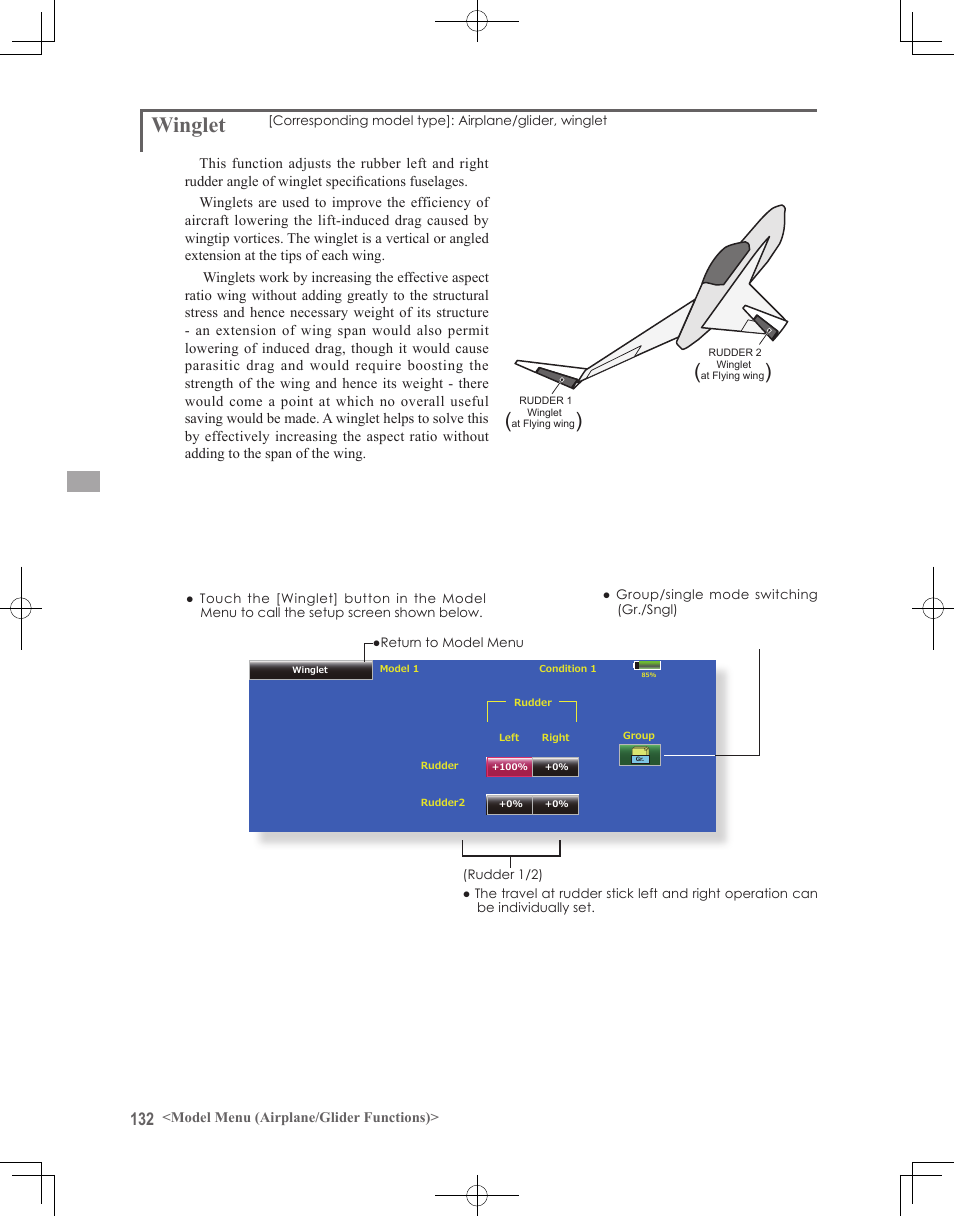 Winglet | Futaba 18MZ 2.4GHz User Manual | Page 132 / 164