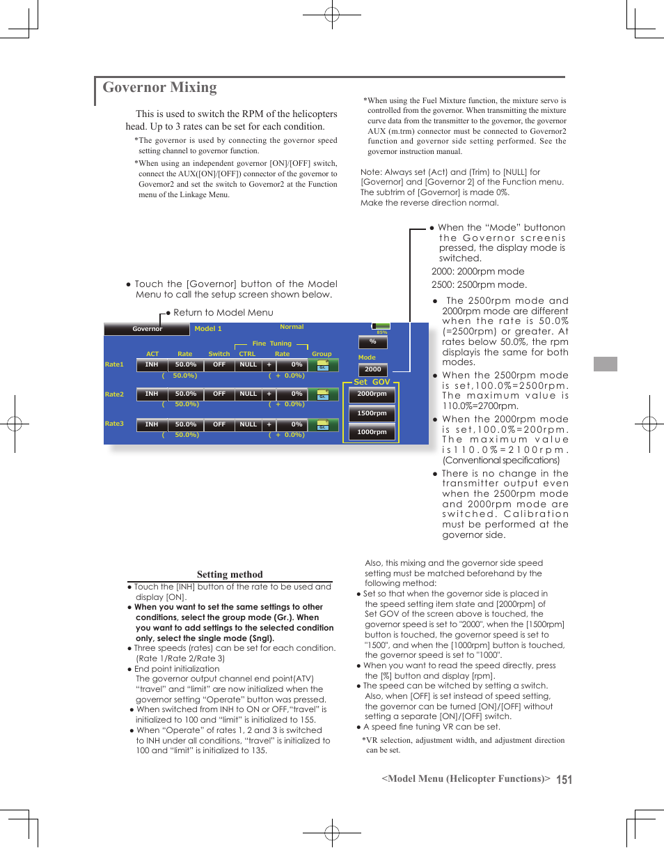 Governor mixing | Futaba 18MZ 2.4GHz User Manual | Page 151 / 164