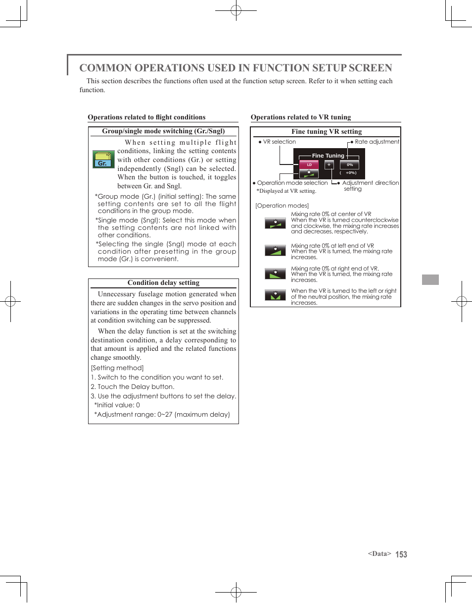 Common operations used in function setup screen | Futaba 18MZ 2.4GHz User Manual | Page 153 / 164