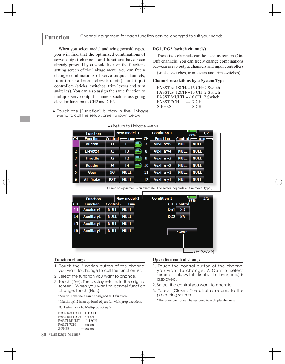 Function | Futaba 18MZ 2.4GHz User Manual | Page 80 / 164