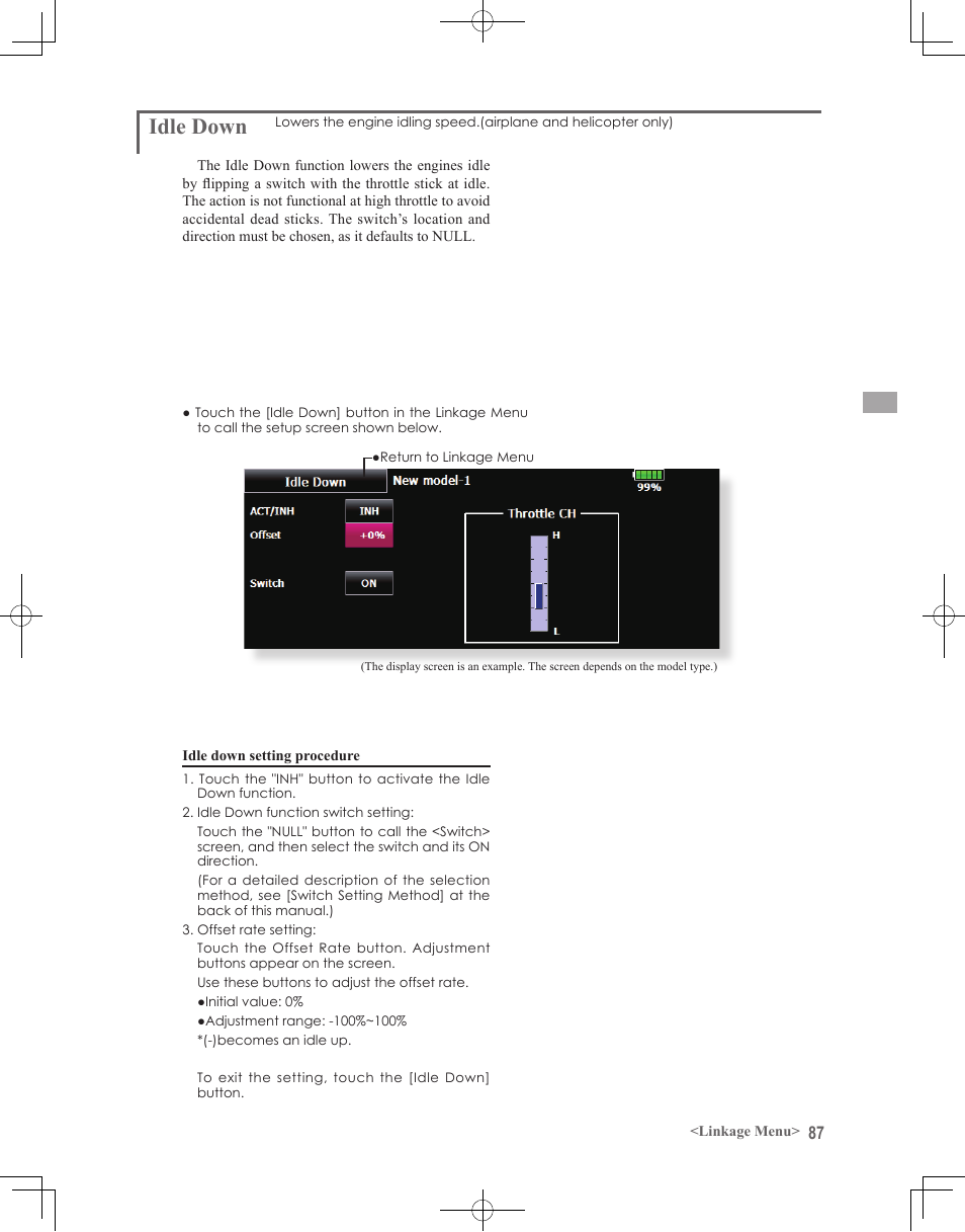 Idle down | Futaba 18MZ 2.4GHz User Manual | Page 87 / 164