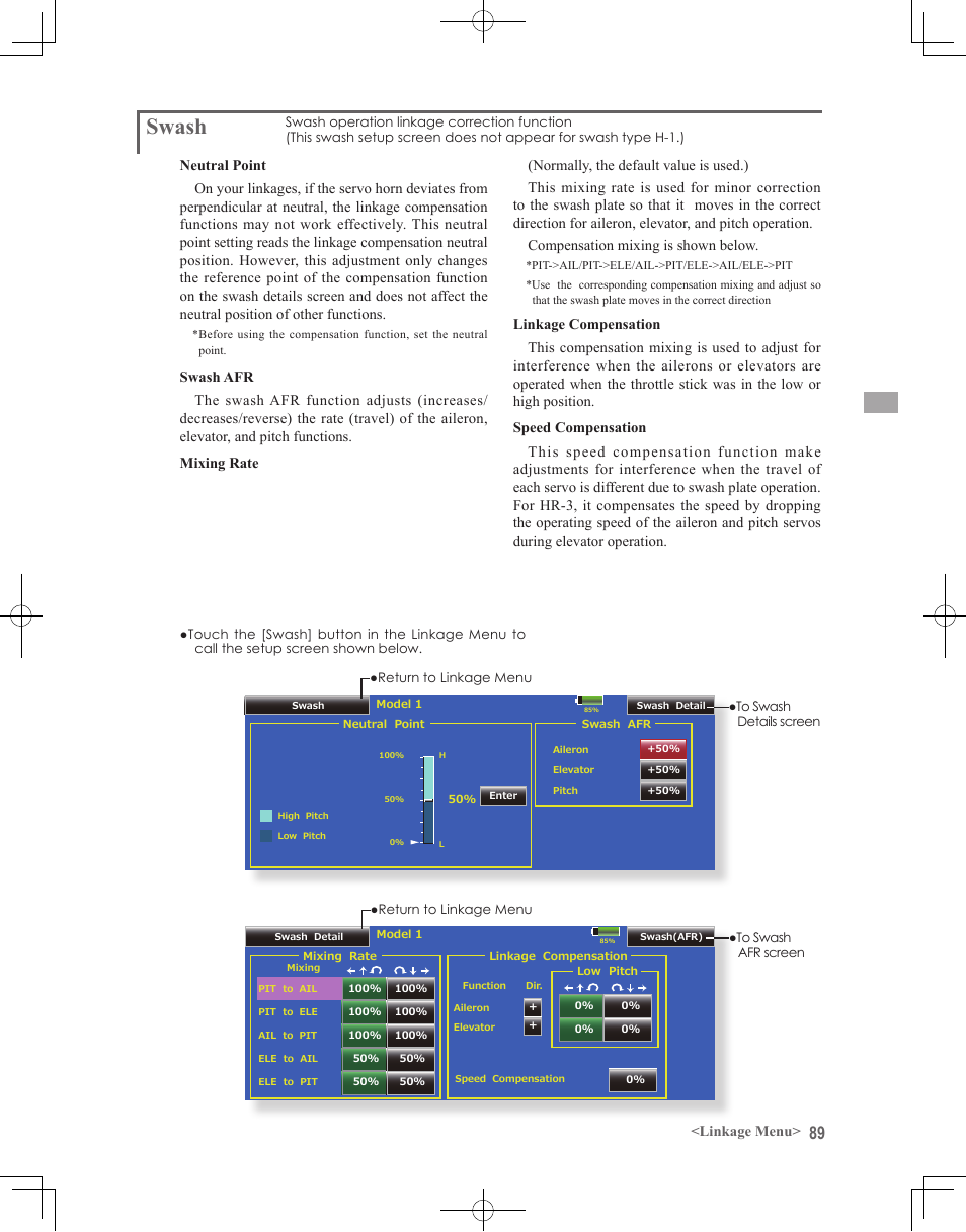 Swash | Futaba 18MZ 2.4GHz User Manual | Page 89 / 164