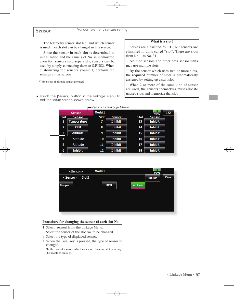 Sensor | Futaba 18MZ 2.4GHz User Manual | Page 97 / 164